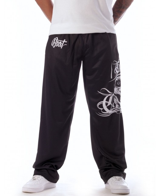 BSAT Cali Skull Mesh Pants Black n White