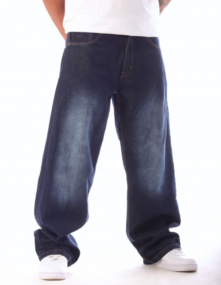 BSAT Bronx Baggy Jeans Medium Blue Spray Washed