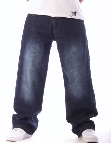 BSAT Bronx Baggy Jeans Medium Blue Spray Washed