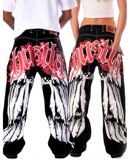 BSAT HUSTLA Baggy Jeans RedNWhite...