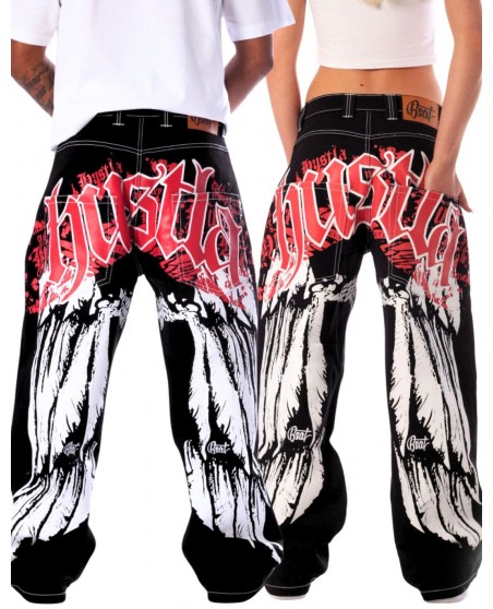 BSAT HUSTLA Baggy Jeans RedNWhite *Legacy Edition*