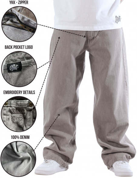 BSAT Bronx Dark Stone Grey Flow Denim Baggy Jeans