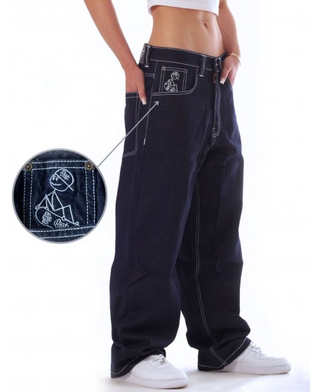 BSAT Stickman The Skater Limited Edition Indigo Blue Baggy Jeans