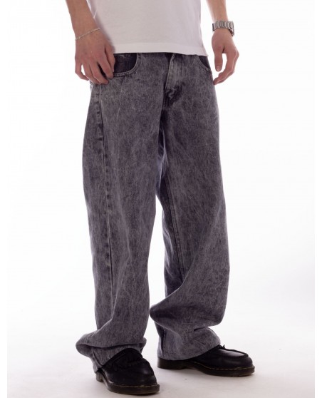 BSAT Bronx Black Dark Marble Wash Baggy Jeans