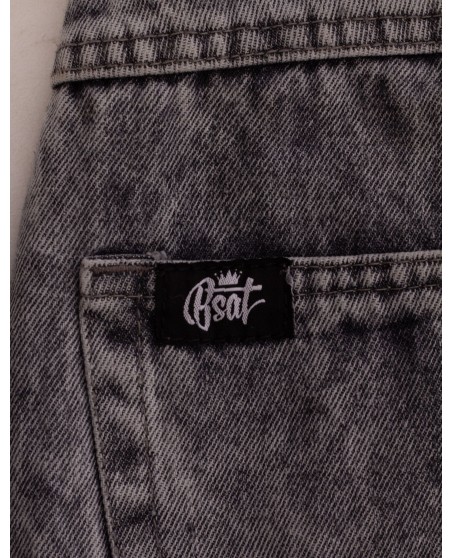 BSAT Bronx Black Dark Marble Wash Baggy Jeans