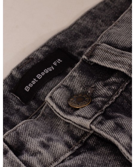 BSAT Bronx Black Dark Marble Wash Baggy Jeans