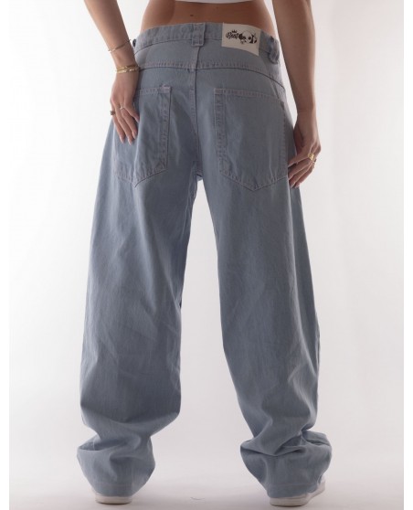BSAT Aliens 4 Peace The Finger Sky Pink Contrast Baggy Jeans