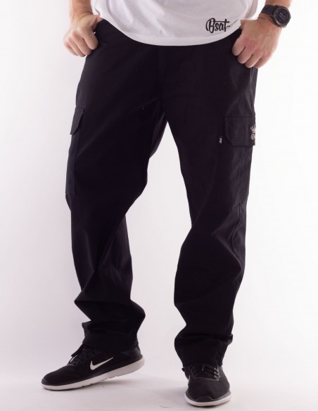BSAT Heavy Weight Regular Fit Cargo Pants Black *Stretch Waist™*