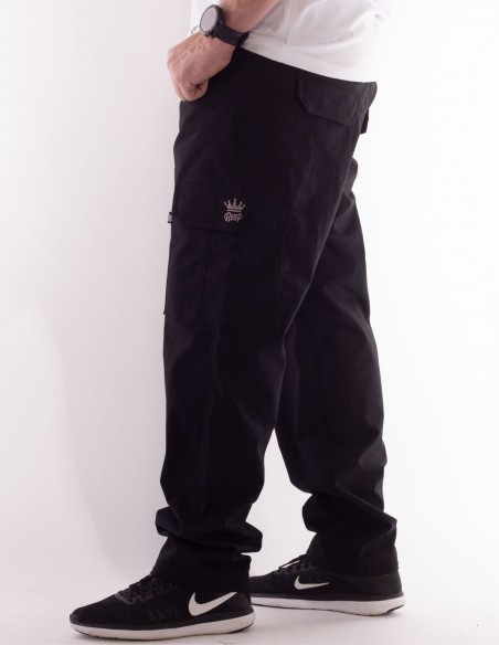 BSAT Heavy Weight Regular Fit Cargo Pants Black *Stretch Waist™*