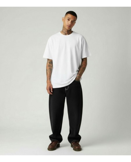 Bronx Deep Black Cotton Twill Baggy Jeans by BSAT