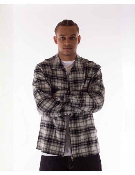 BSAT Studio Flannel Zip Shirt – Grid Olive