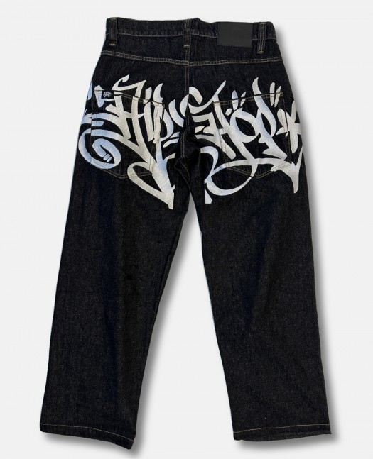 Baggy Hip Hop Jeans Embroidered Black...