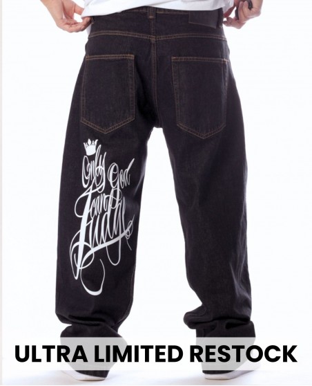 Baggy Only God Can Judge Washed Black Jeans