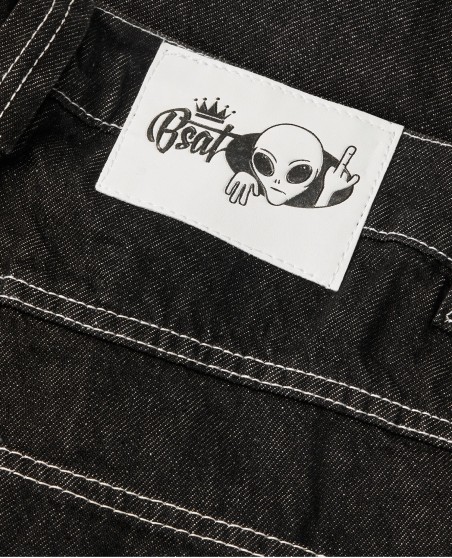 BSAT Aliens 4 Peace The Finger Raw Black n Pink Baggy Jeans