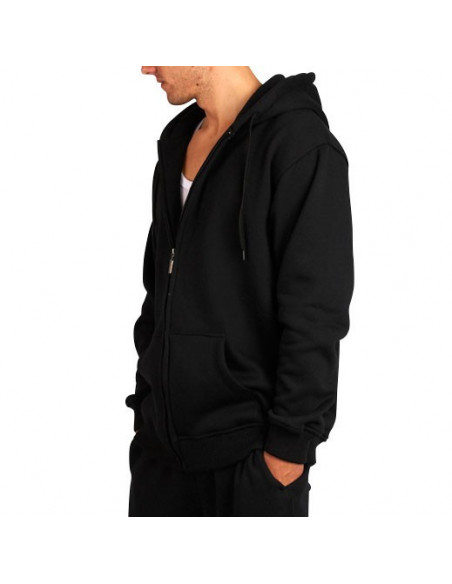 Townz Zip Black Plain Hoody