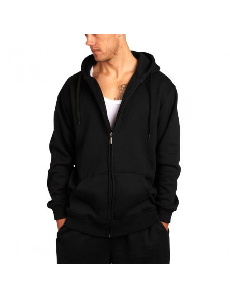 Townz Zip Black Plain Hoody