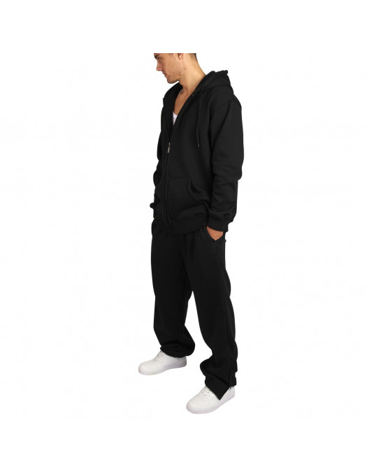 Townz Zip Black Plain Hoody