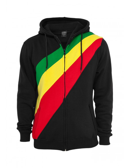 Urban Classics Diagonal Zip Hoody black rasta