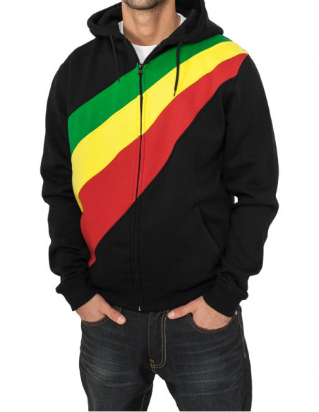 Urban Classics Diagonal Zip Hoody black rasta