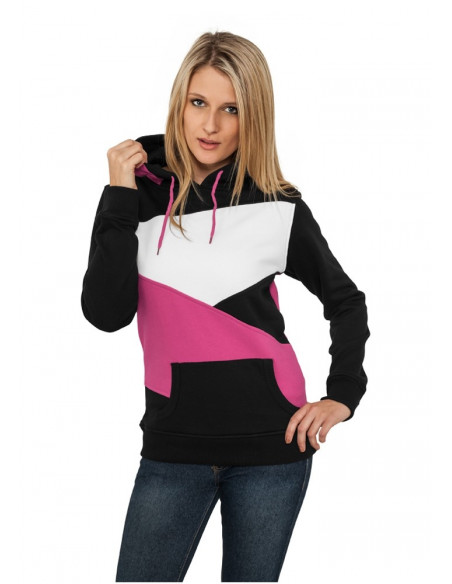 Urban Classics Ladies Zig Zag Hoody blk/fux/wh