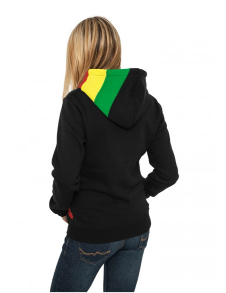 Urban Classics Ladies Zig Zag Hoody blk/rasta