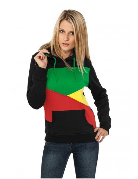 Urban Classics Ladies Zig Zag Hoody blk/rasta