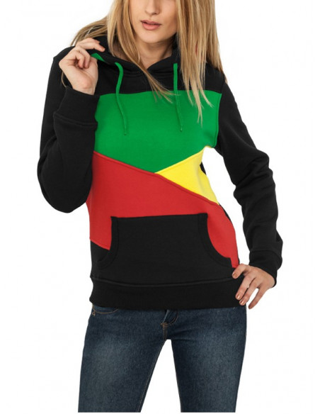Urban Classics Ladies Zig Zag Hoody blk/rasta