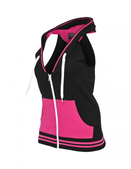 Urban Classics Ladies Hooded French Terry Vest blk/fuc