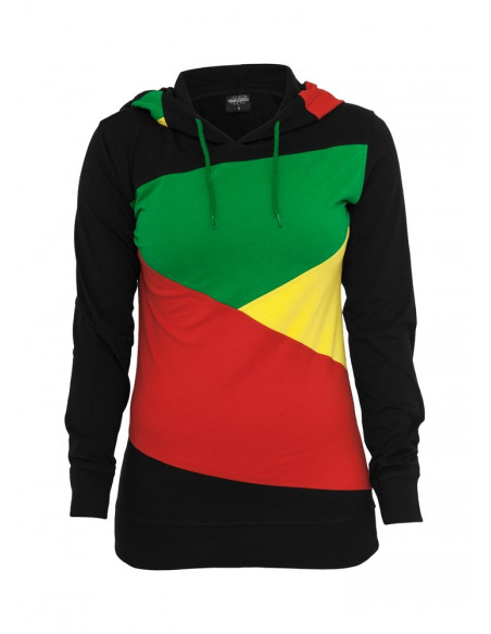 Urban Classics Ladies Zig Zag Jersey Hoody blk rasta
