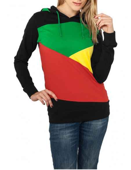 Urban Classics Ladies Zig Zag Jersey Hoody blk rasta