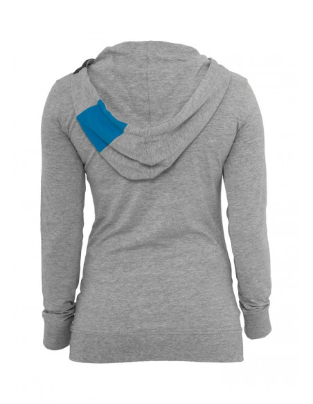 Urban Classics Ladies Zig Zag Jersey Hoody grey turquois