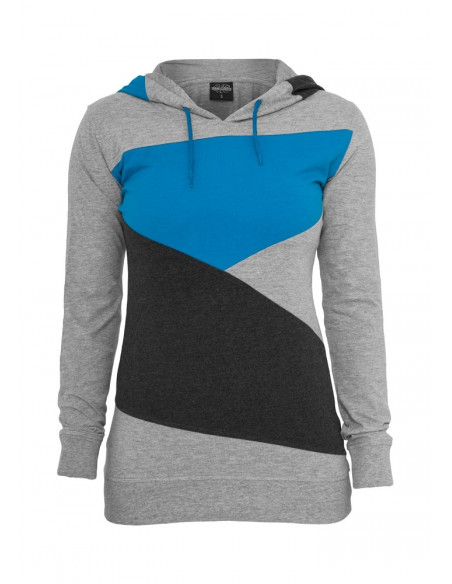 Urban Classics Ladies Zig Zag Jersey Hoody grey turquois