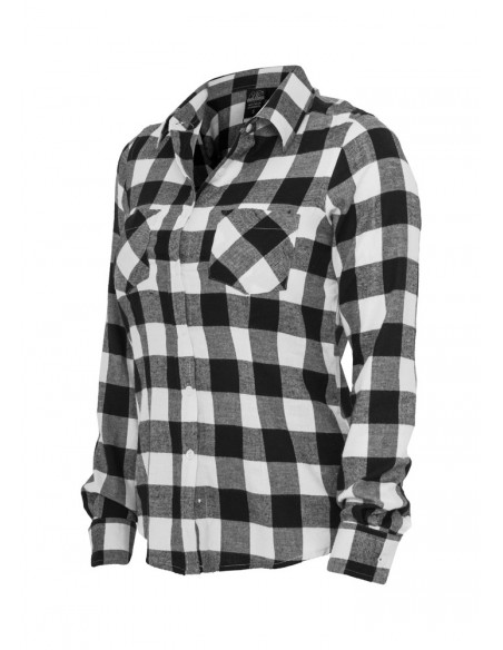 Urban Classics Ladies Checked Flanell Shirt blk/wht