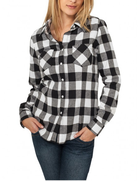 Urban Classics Ladies Checked Flanell Shirt blk/wht