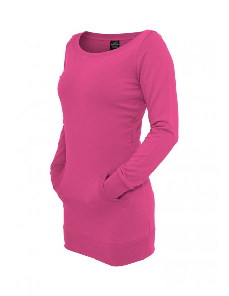 Urban Classics Ladies Long Crewneck fuchsia