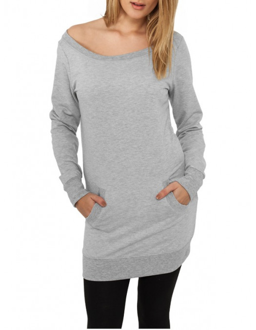 Urban Classics Ladies Long Crewneck grey