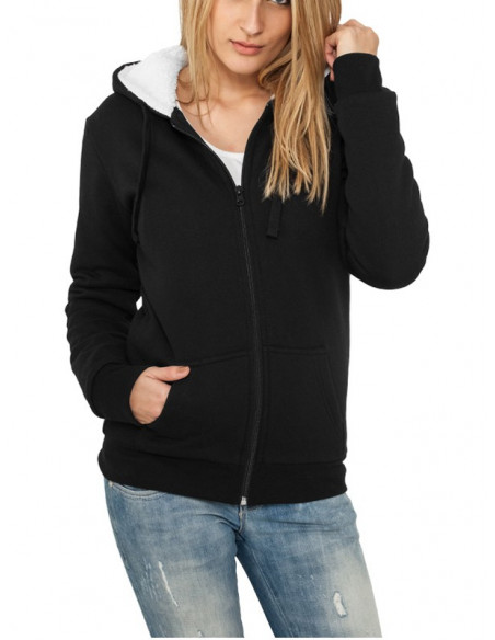 Urban Classics Ladies Winter Zip Hoody blk/wht