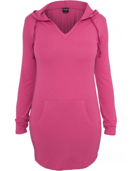 Urban Classics Ladies Long Jersey Hoody fuchsia