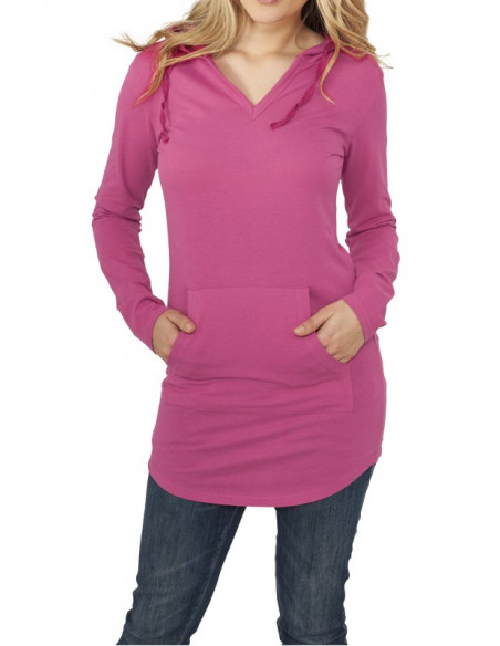 Urban Classics Ladies Long Jersey Hoody fuchsia