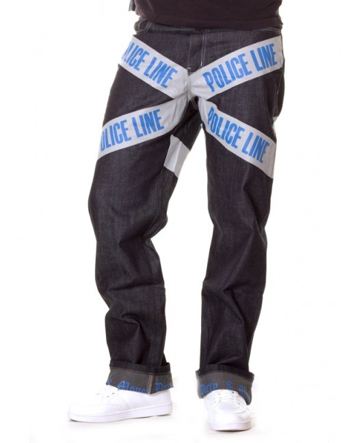 Dirty Money Baggy Police Line Jeans