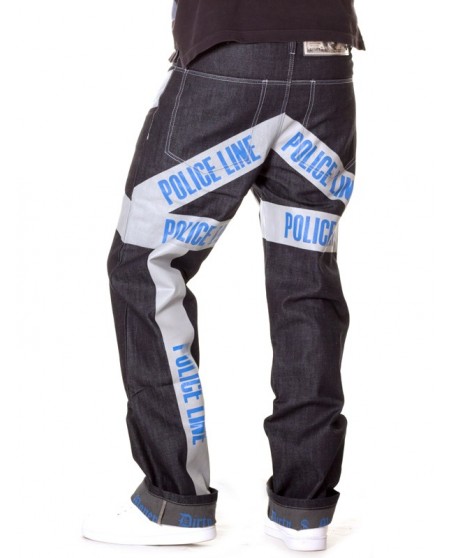 Dirty Money Baggy Police Line Jeans