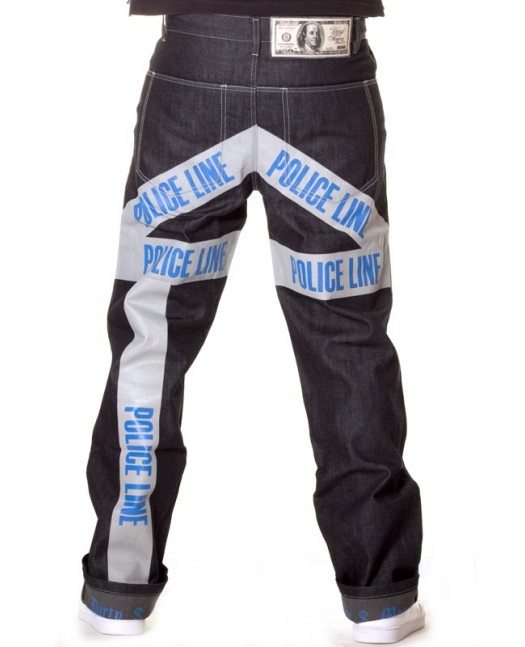 Dirty Money Baggy Police Line Jeans