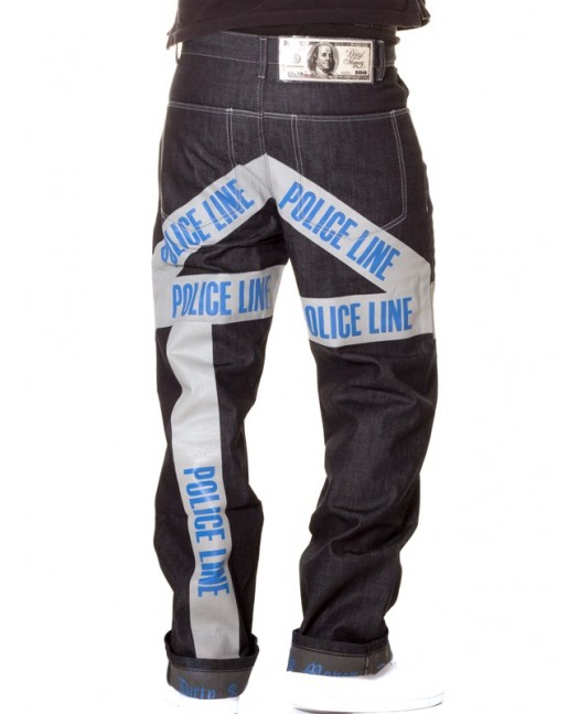 Dirty Money Baggy Police Line Jeans