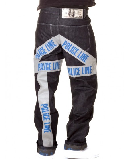 Dirty Money Baggy Police Line Jeans