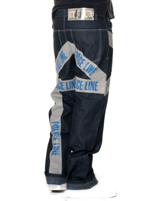 Dirty Money Baggy Police Line Jeans