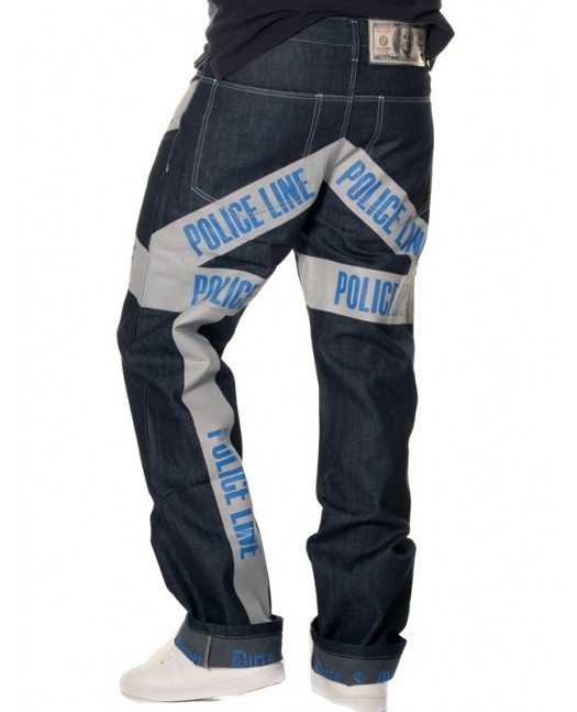 Dirty Money Baggy Police Line Jeans