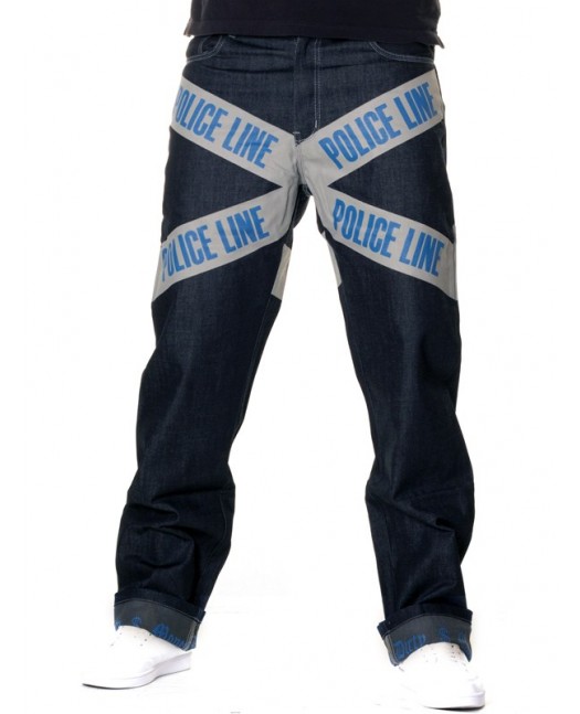 Dirty Money Baggy Police Line Jeans