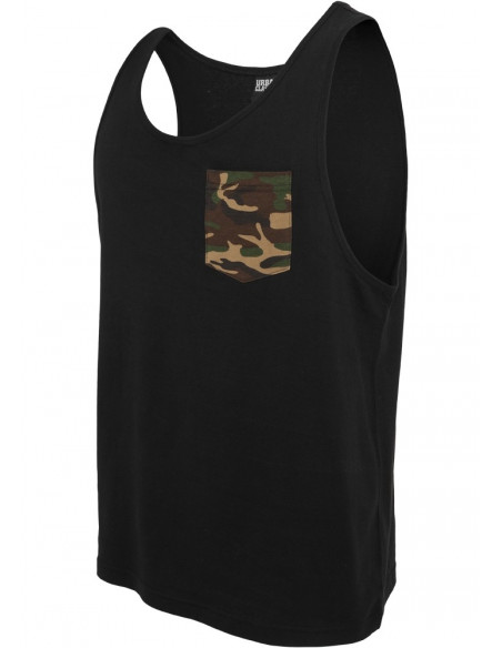 Contrast Pocket Jersey Big Tank blk/woodcamo