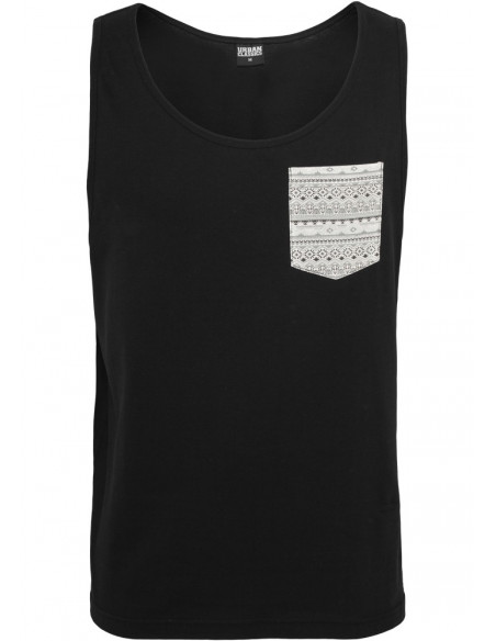 Contrast Pocket Jersey Big Tank blk/wht/aztec