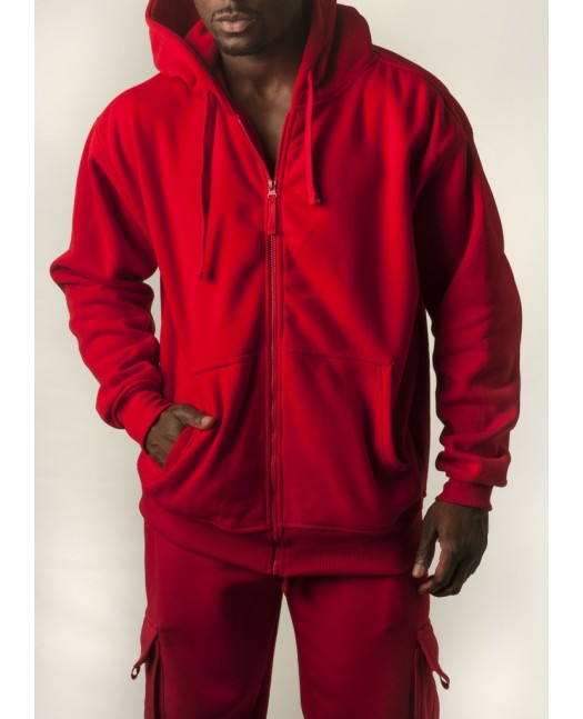 Royal Blue Blanc Zip Hoodie Red